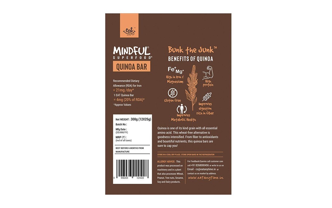 Eat Any Time Mindful Superfood Quinoa Bar    Box  300 grams